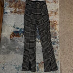 H&M Black and White Checkered Flare Pants